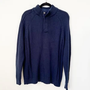 Neu mit Etikett Flagge & Hymne 1/4 Druckknopf schwerer Strickpullover mit Stehkragen Herren Medium marineblau - Bild 1 von 11