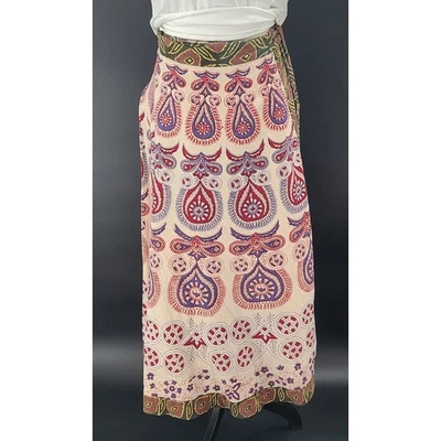 Suave Envolvente Mujer Maxi Falda Paisley Talla Pequeña Med Boho 100% Algodón Foto 1 de 4