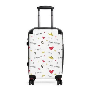 Inspirational Suitcase with Heart & Crown Design, Travel Bag, Luggage for Women, - Picture 1 of 5