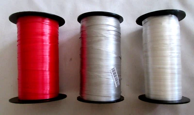 3-Berwick Curling Ribbon Red/Silver/White Uncrimp Curling Ribbon 3/16" x 300/yd - Image 1 of 4