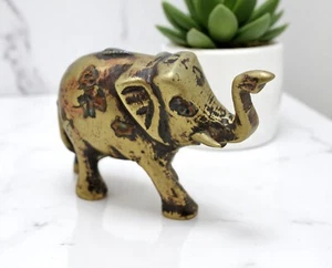 Antique Brass Elephant Figurine Original Old Hand Crafted - Picture 1 of 7