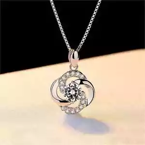 Damen Halskette Echt 925 Silber Anhänger Zirkon Schmuck Frauen Geschenk - Bild 1 von 7
