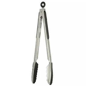 12" Kitchen Tongs Stainless Steel Silicone Locking heads Duo Tongs 2 tongs in 1 - Picture 1 of 9