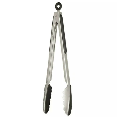 12" Kitchen Tongs Stainless Steel Silicone Locking heads Duo Tongs 2 tongs in 1 - Image 1 of 4