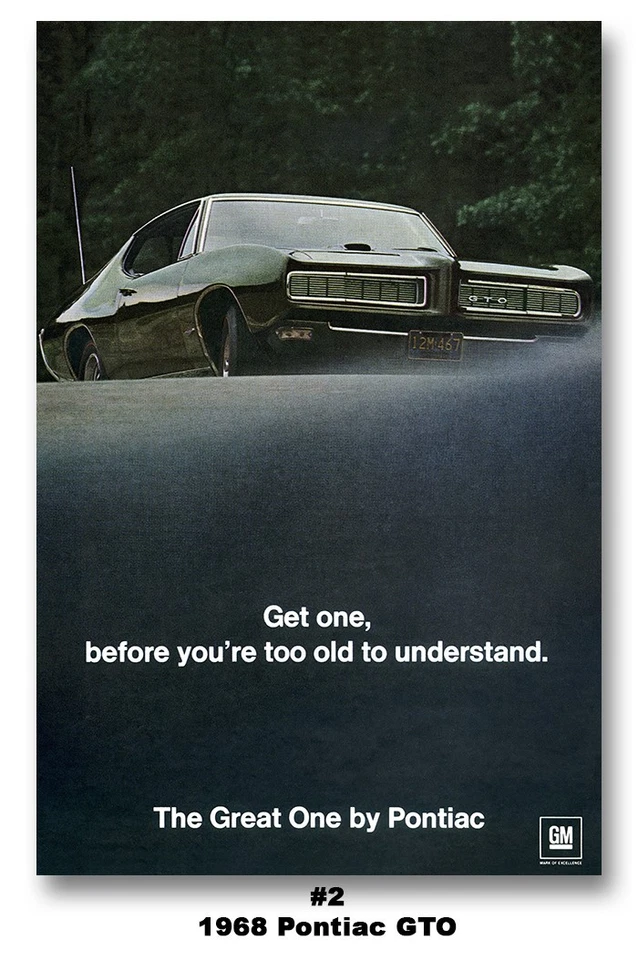 13x19 1968 Pontiac GTO The Great One Poster Ad Art Print Ram Air Judge Muscle   - Image 1 of 1