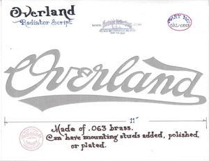 Overland Radiator Script - Brass - Picture 1 of 1
