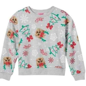 JoJo Siwa Holiday Christmas Ugly Sweater Fleece Pullover Sweatshirt (XS 4/5) - Picture 1 of 6