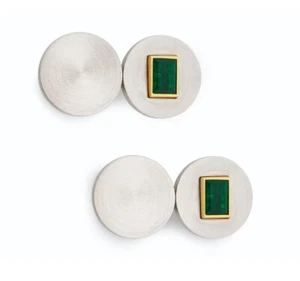 0.56tcw Syn Emerald Cufflinks 925 Sterling Silver Art Deco Party Wear Jewelry - Picture 1 of 1
