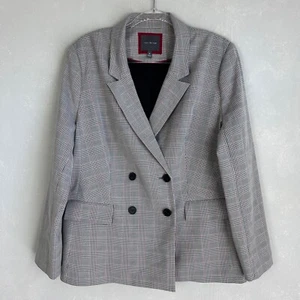 The Limited size 16 double breasted blazer gray red plaid career wear - Picture 1 of 13
