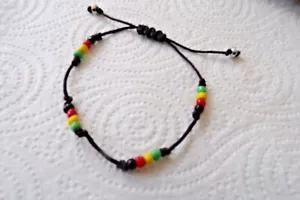 UNISEX IRIE JAMAICAN 4MM SEED BEAD ADJUSTABLE BRACELET -CASUAL/BEACH/PARTY WEAR - Picture 1 of 3