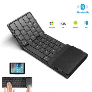 Bluetooth Keyboard with Touchpad Wireless Foldable Keyboard with PU Leather - Picture 1 of 17