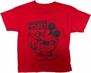 Disney Mickey Mouse Choose Nature Boys T-Shirt Red - Picture 1 of 2