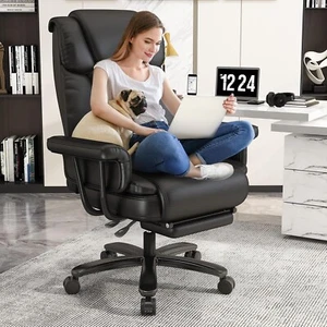 160° Reclining Office Chair with Footrest Executive Office Desk Chair High Back - Picture 1 of 40