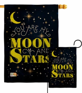 You Are My Moon And Star Burlap Garden Flag Sweet Life Expression Yard Banner - Picture 1 of 19