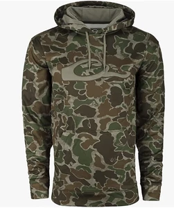 DRAKE WATERFOWL HOODIE MEN'S CAMO PERFORMANCE OLD SCHOOL GREEN LOGO ALL SIZES - Picture 1 of 3