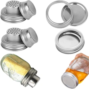 Tarros de masón tapas de coctelera tapas de sellado para mezclar especias tarro de conservas juego de 4 tapas - Imagen 1 de 6
