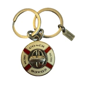 COACH Keychain NICE! White Red Silver Designer Bag Charm Life Preserver Valet - Picture 1 of 6