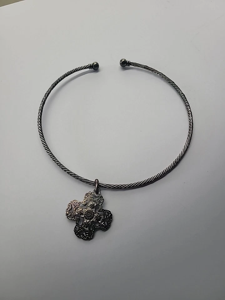 Cadena Cable Colgante Cruz Vástago Vintage Premier Designs Tono Plata Joyería Foto 1 de 4