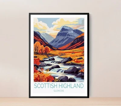 Scottish Highland Glencoe Travel Poster Premium Quality Choose your Size - Image 1 of 3