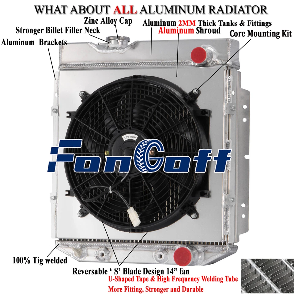 Ventilador de cubierta de radiador CC2259 4 filas para Ford Falcon Mustang 260 289 V8 1964-1966. Foto 1 de 4