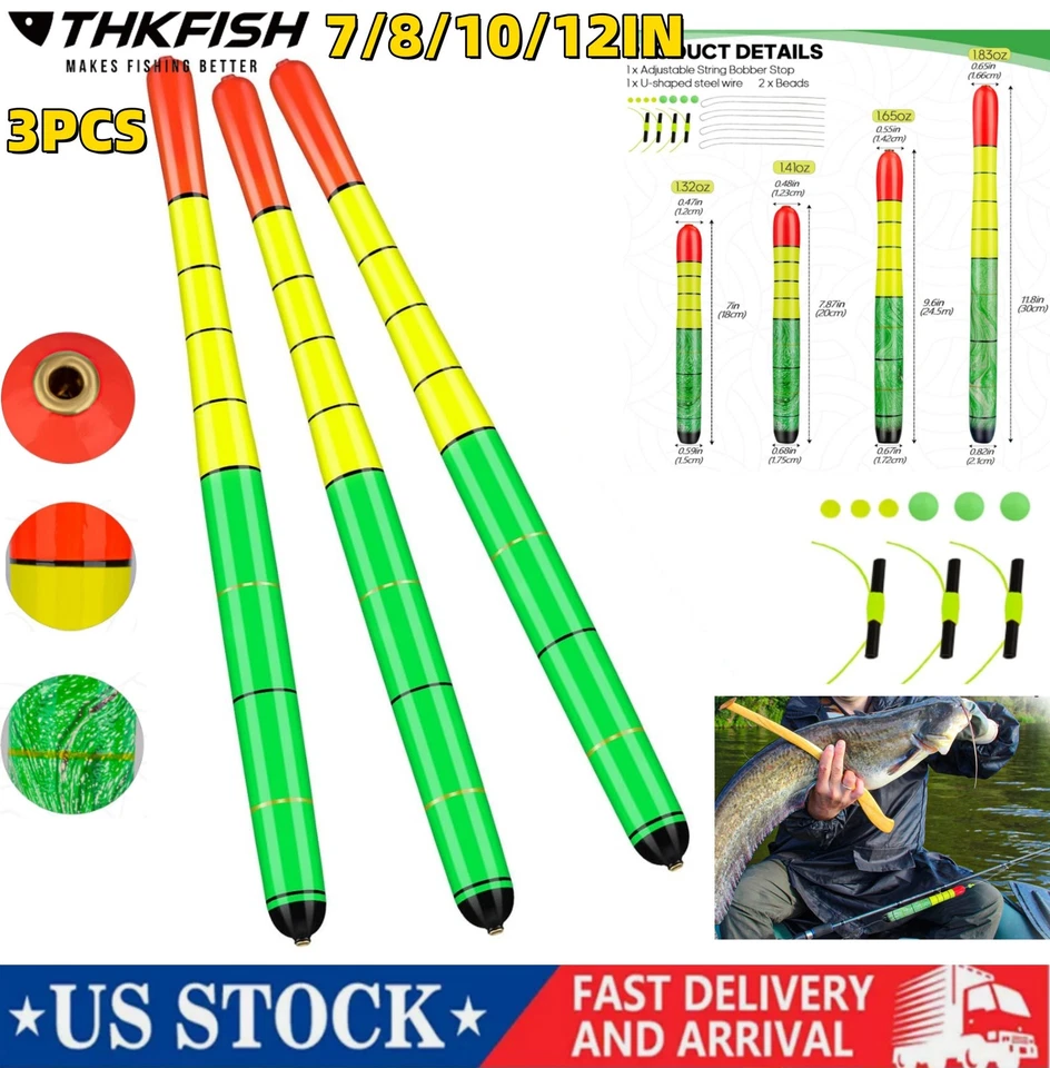 QUALYQUALY 3PCS Fishing Bobbers Floats Weighted Float for Fish High Visibility Wood Bobber