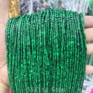 Cuentas espaciadoras de disco tubular cilindro de malaquita sintética de 2 mm para fabricación de joyas - Imagen 1 de 6