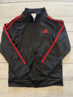 阿迪达斯运动夹克青少年小号美国 8 黑色红色 3 条全拉链标准版型 — 第 1/4 张图片