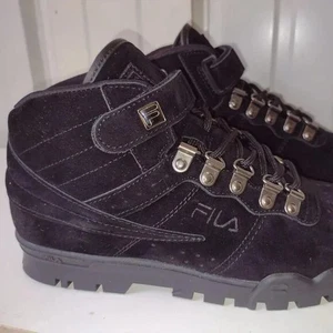 Size 7 Fila Men's Black Snaekers High Top Synthetic Suede Leather Hiking Boots - Picture 1 of 5