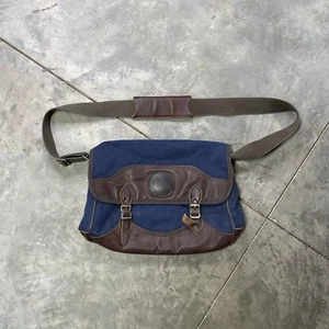 Vintage Duluth Pack Briefcase Messenger Shoulder Bag Black USA Blue Leather - Picture 1 of 6