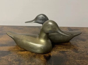 Fermalibri anatra ottone vintage mensola decorazione ciglia incise - Foto 1 di 9