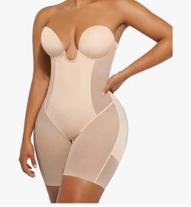 SHAPELLX Shapewear Deep Plunge Corset Tummy Control Mid Thigh Bodysuit Sz Small - Picture 1 of 5