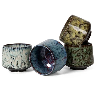 Juego de 4 tazas de café espresso de cerámica Demitasse esmaltada especial... Foto 1 de 4