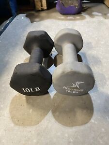 10lb Set Rubber Neoprene Dumbbell Weights Fitness 20lbs Total **DAMAGED**