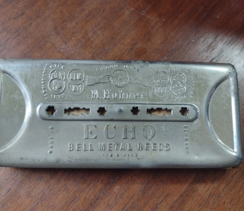 CAÑAS METÁLICAS CAMPANA ECO M HOHNER VINTAGE RARAS ARMÓNICA DE DOS CARAS - ALEMANIA Foto 1 de 4