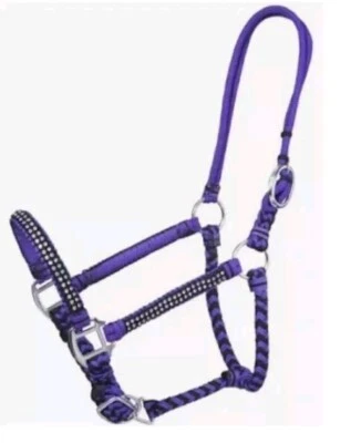 Halter de cordón de paracaídas trenzado tamaño caballo - Cristal - Púrpura - Negro Foto 1 de 3