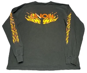 Vintage Flame Shirt Men's Large Black Long Sleeve Motorcycle Flames F6 - Picture 1 of 5