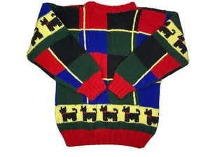 Vintage Berek Sweater Children Size 4/5 Hand Knit Chunky Wool Scottish Terrier - Picture 1 of 12