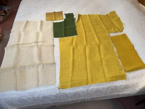 Craft burlap remnants-green, yellow, tan - large and small  - Picture 1 of 7