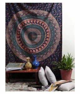 Queen Peacock tapestry Hippie Elephant Mandala Throw Hippy Bohemian Wall Hanging - Picture 1 of 4