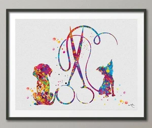 Hundepflege Aquarelldruck Hundepfleger Salon Wandkunst HAUSTIER Pflege Dekor-516 - Bild 1 von 4