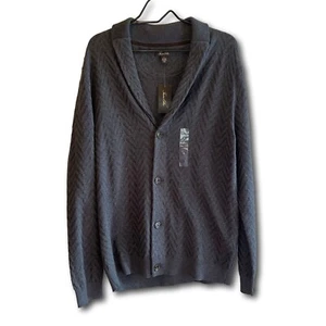 Tasso Elba Grey Button Front Cotton Cashmere Cardigan Sweater NEW Mens Large - Picture 1 of 11