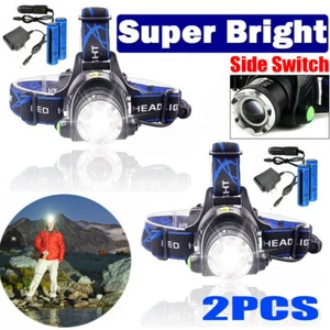 2PCS LED Headlight Camping Headlamp Rechargeable Waterproof Head Torch Fishing - Picture 1 of 20