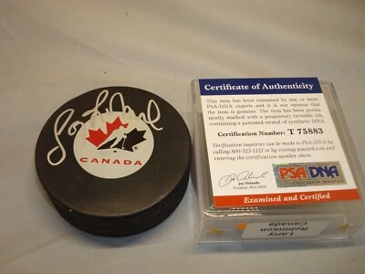 Larry Robinson Signed Team Canada Hockey Puck Autographed PSA/DNA COA 1B - Image 1 of 3