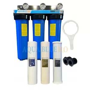 Triple Whole House Hard Water, Heavy Metal & Chlorine Reduction Filter System 20 - Picture 1 of 12