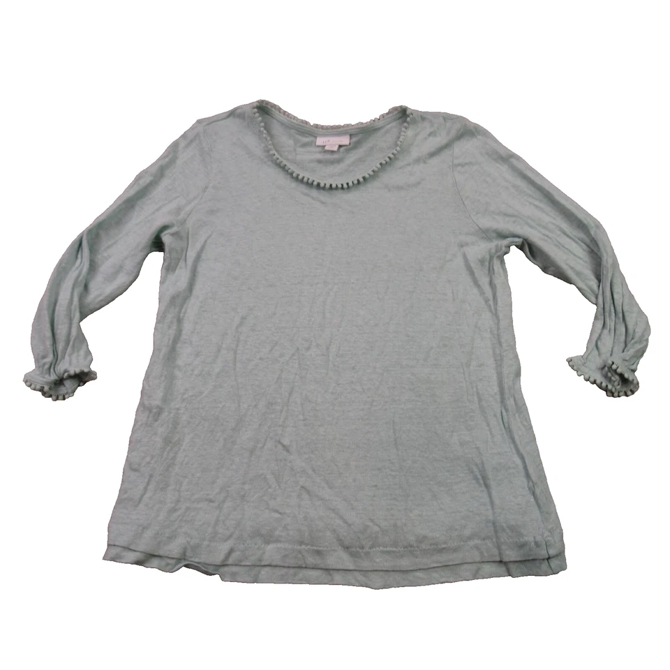J Jill Shirt Womens Medium Petite 3/4 Sleeve Green Crew Neck Lightweight - Image 1 of 4