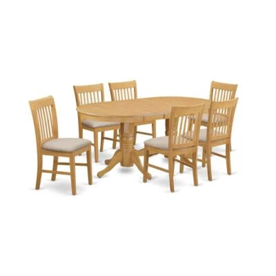 VANO7-OAK-C 7 件套 Dinette 桌子和 6 张迪内特椅子 — 第 1/4 张图片