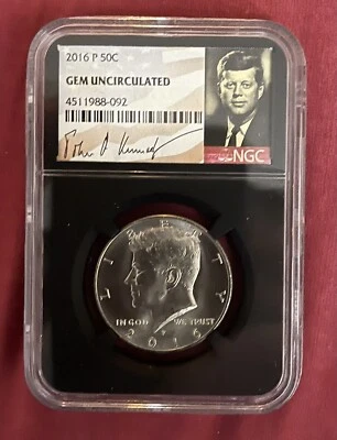 2016 P NGC KENNEDY HALF DOLLAR JFK COIN SIGNATURE LABEL 50C GEM UNCIRCULATED - Image 1 of 2