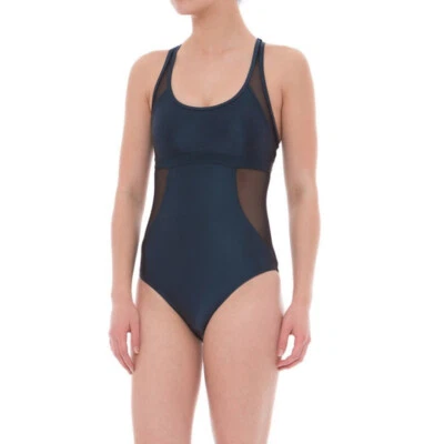 Traje de baño Moontide gris metálico malla de una pieza espalda corredor acolchado nuevo con etiquetas talla 6  Foto 1 de 4