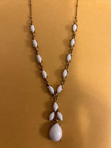 Vintage Milk Glass Necklace With Extension - Picture 1 of 7