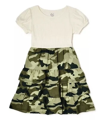 Kids Girl Size XS 4/5 Tiered Camouflage TShirt Dress NEW With Tags - Image 1 of 3